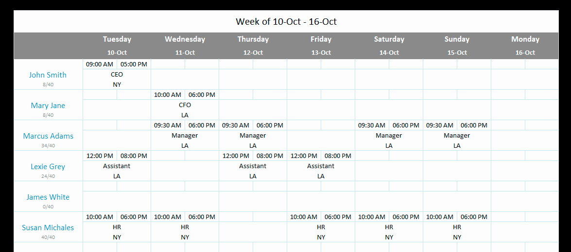 Employee Schedule Template Excel New Free Employee Work Schedule Template for Excel [download