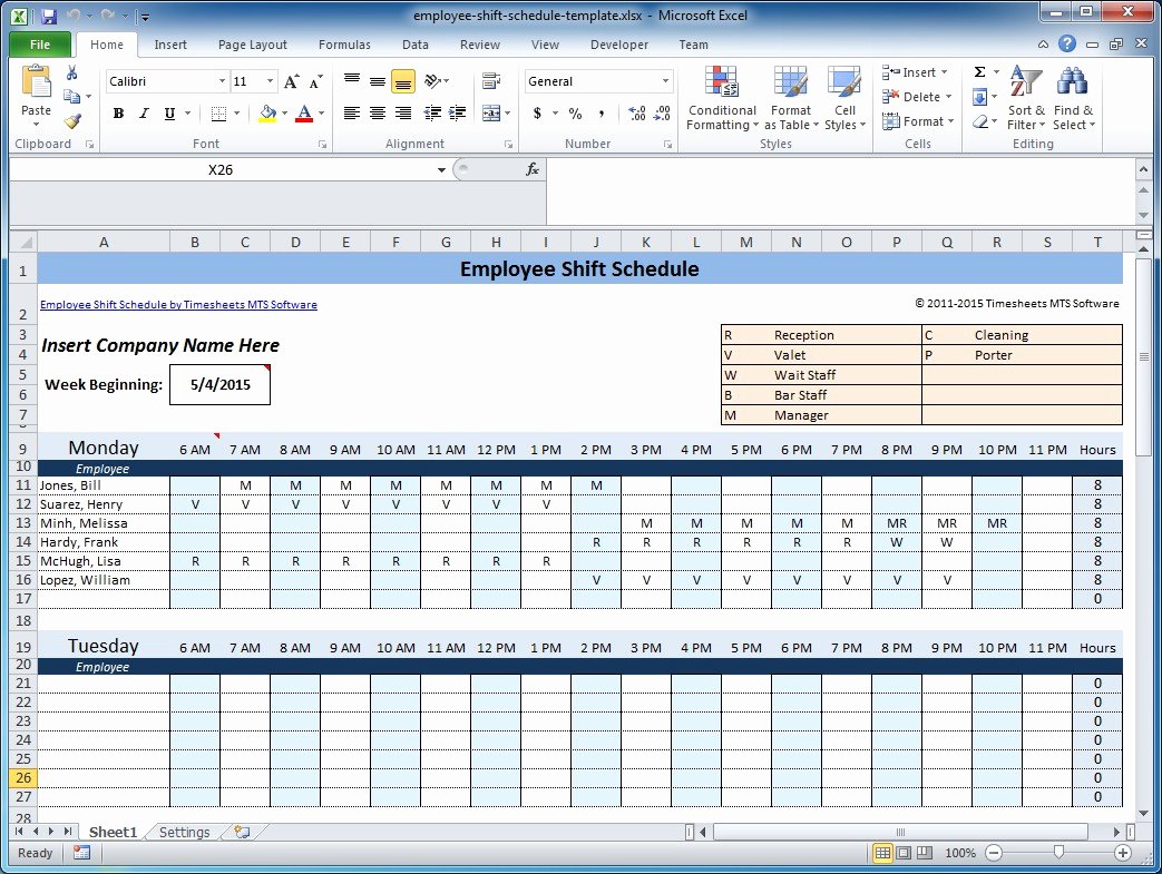 free staff rota spreadsheet