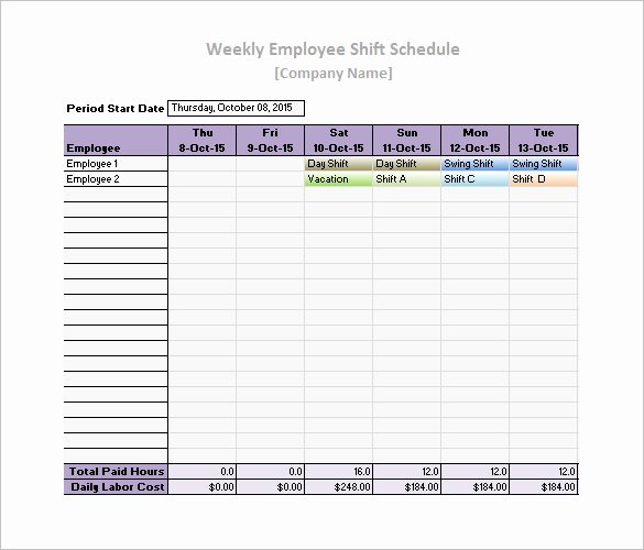 Employee Schedule Template Free Download Beautiful Work Schedule Templates – 8 Free Word Excel Pdf format