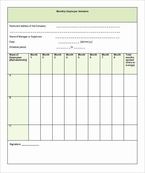 Employee Schedule Template Free Download Elegant Monthly Schedule Template 14 Free Sample Example