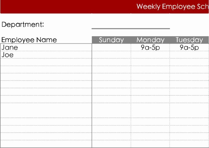 Employee Schedule Template Free Download Unique Blank Work Schedule Template