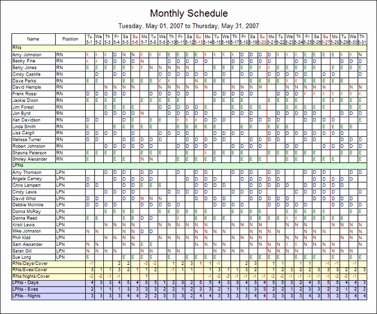 Employee Schedule Template Free Download Unique Monthly Employee Shift Schedule Template