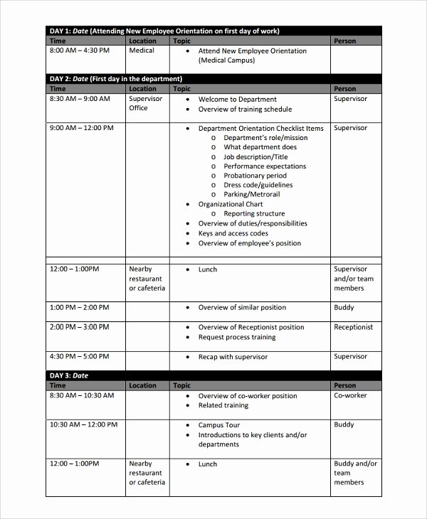 Employee Schedule Template Word Fresh Sample Training Schedule Template 20 Free Documents