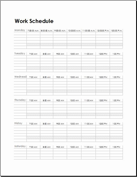 Employee Schedule Template Word Luxury Work Schedule Templates for Employees