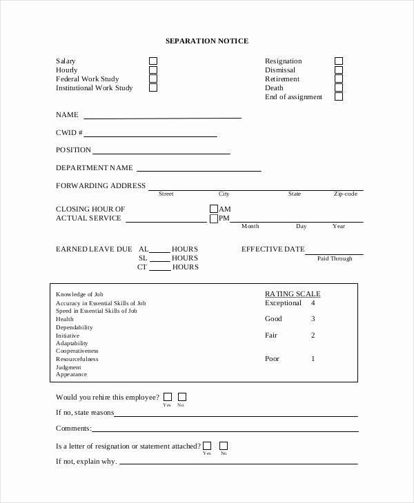 Employee Separation form Template Awesome 14 Separation Notice Templates Google Docs Ms Word
