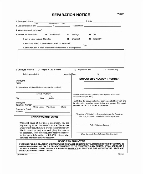 Employee Separation form Template Best Of 9 Separation Notice Templates Pdf Google Docs Ms Word