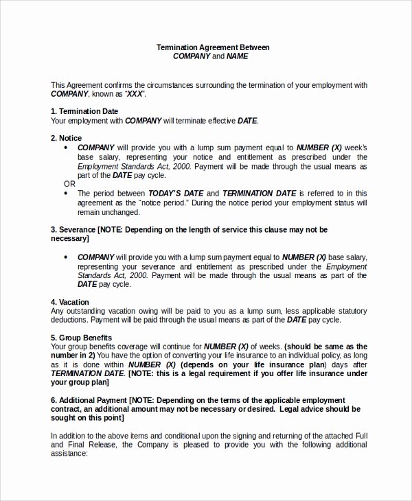 Employee Separation form Template Elegant Sample Employment Separation Agreement 8 Documents In