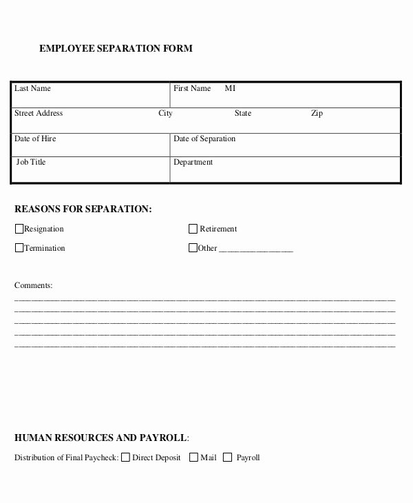 Employee Separation form Template Fresh 5 Employment Separation form Templates Pdf Word