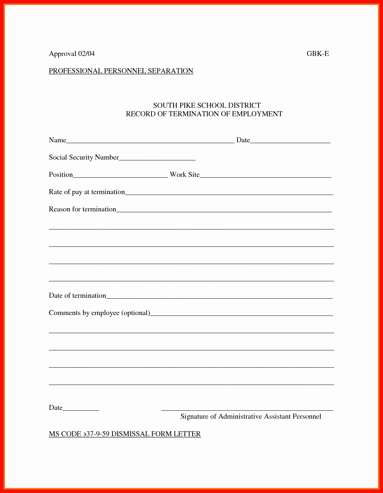 Employee Separation form Template Fresh Separation Notice Sample