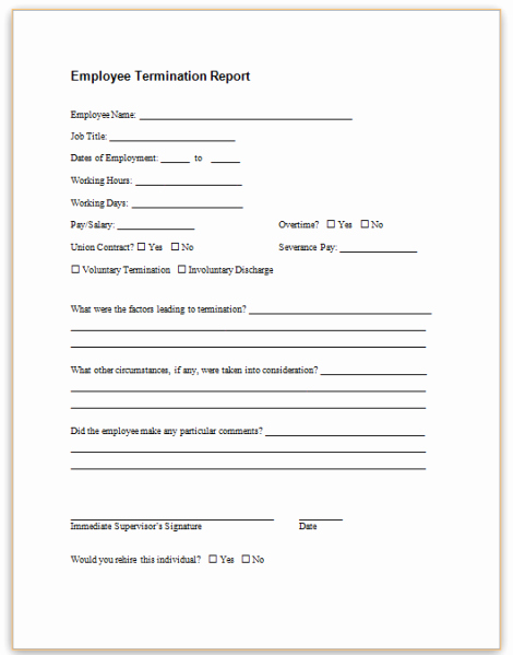 Employee Separation form Template Fresh This Sample form May Be Used as An Internal Record Of An