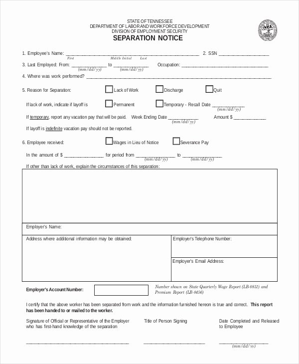 Employee Separation form Template Inspirational 14 Separation Notice Templates Google Docs Ms Word