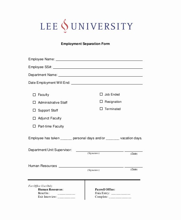 Employee Separation form Template Luxury 5 Employment Separation form Templates Pdf Word