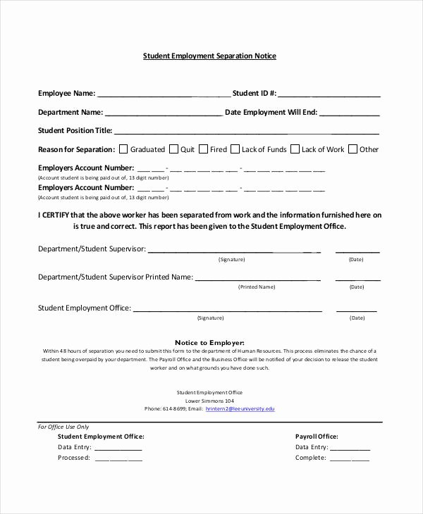 Employee Separation form Template Unique 14 Separation Notice Templates Google Docs Ms Word