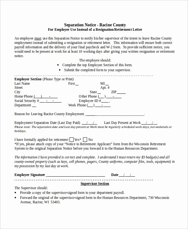 Employee Separation form Template Unique 14 Separation Notice Templates Google Docs Ms Word