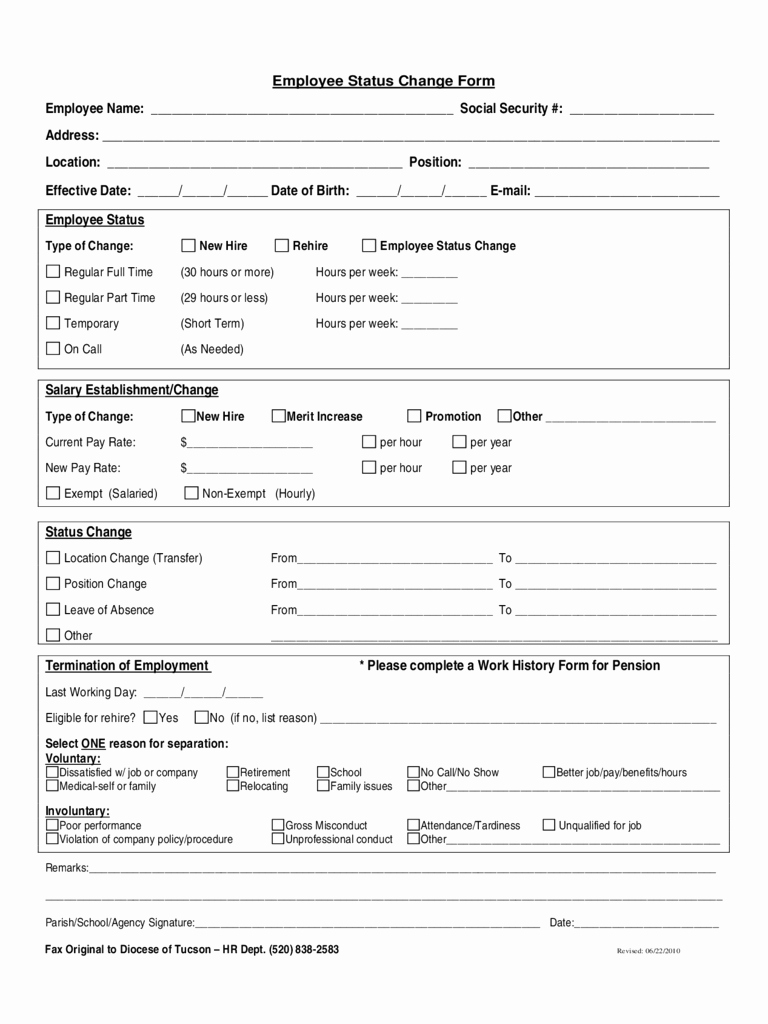 Employee Status Change form Template Awesome Employee Status Change form 4 Free Templates In Pdf