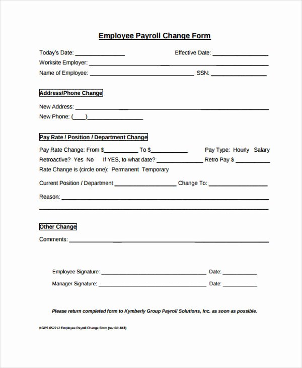 Employee Status Change form Template Elegant Free 33 Change form Templates