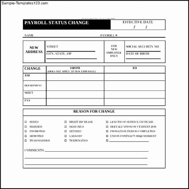 Employee Status Change form Template Fresh Employee Status Change forms Word Excel Samples