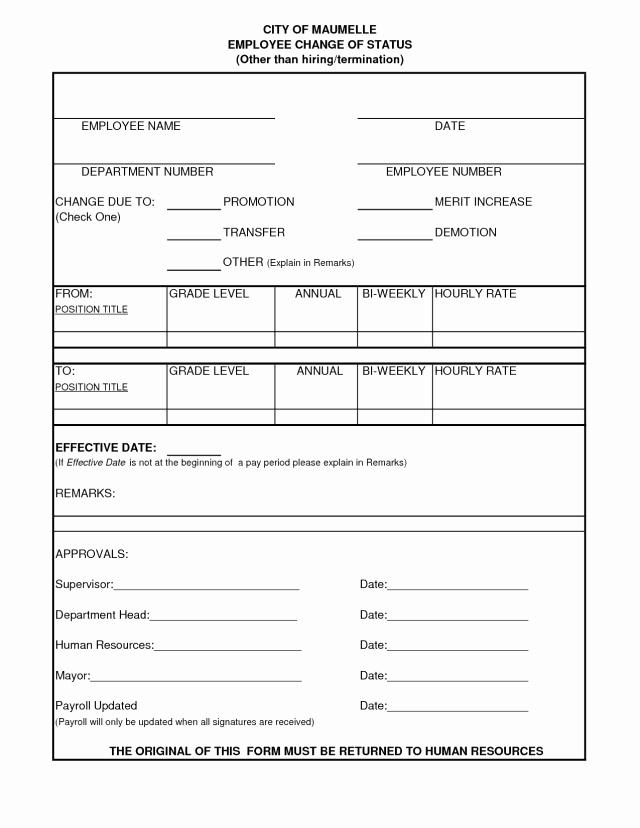 Employee Status Change form Template Inspirational Employee Status Change forms Find Word Templates