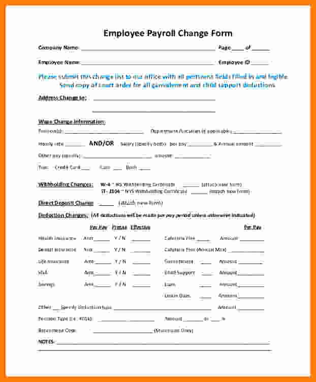 Employee Status Change form Template New 6 Payroll Change form Template Free