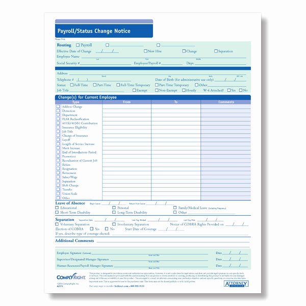 Employee Status Change form Template Unique Payroll Status Change form organizes All Information In
