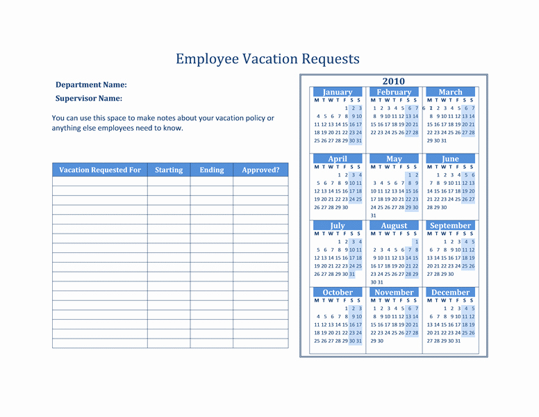 Employee Vacation Planner Template Excel Lovely 2014 Employee Vacation Tracking Calendar Template Excel