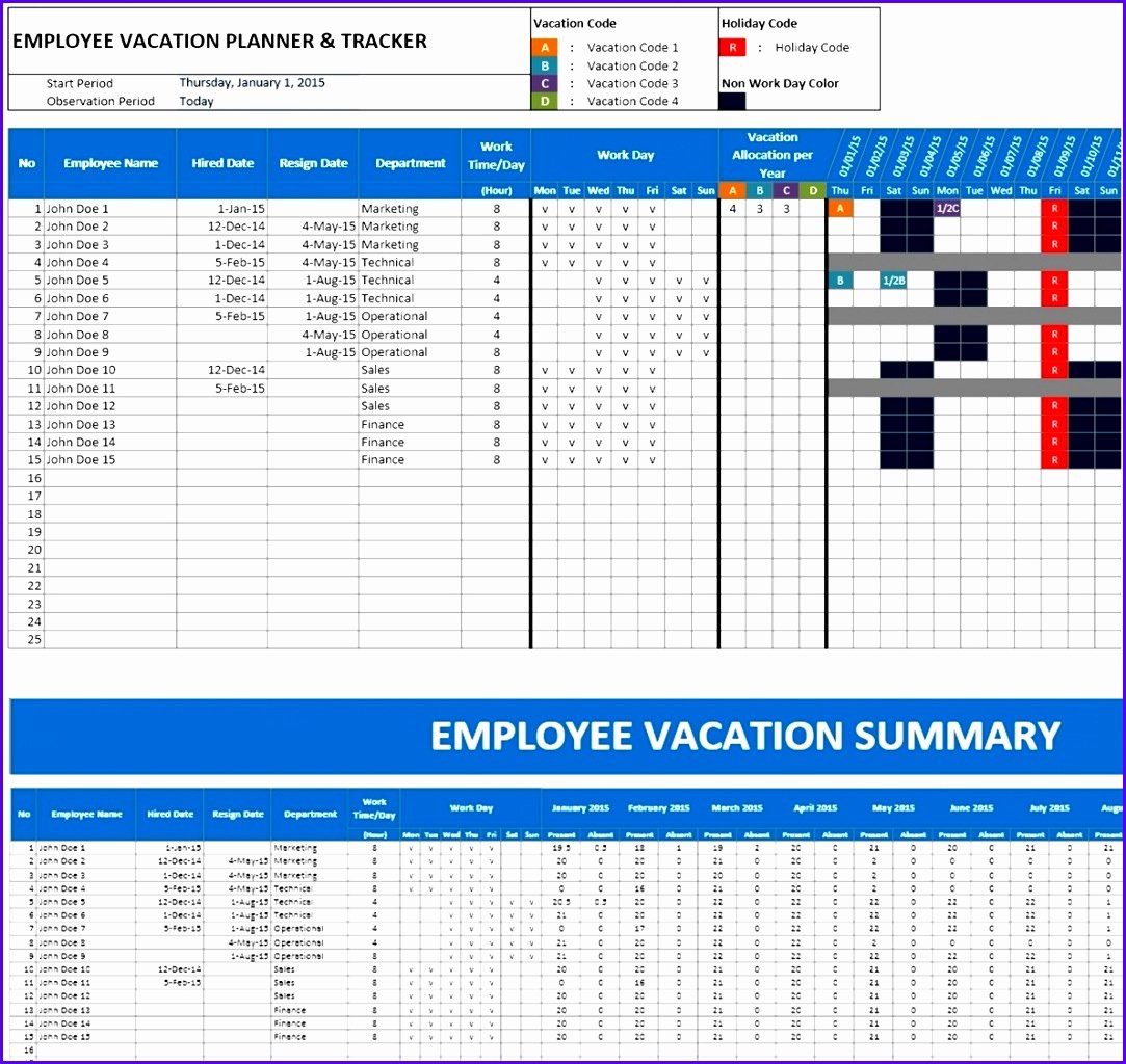 Employee Vacation Planner Template Excel New 6 Excel Holiday Planner Template Exceltemplates