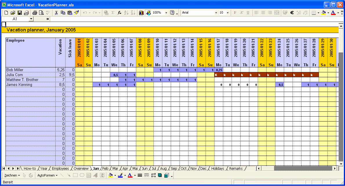 Employee Vacation Planner Template Excel New Calendar Vacation Planner Vacation Planner 2016 Excel