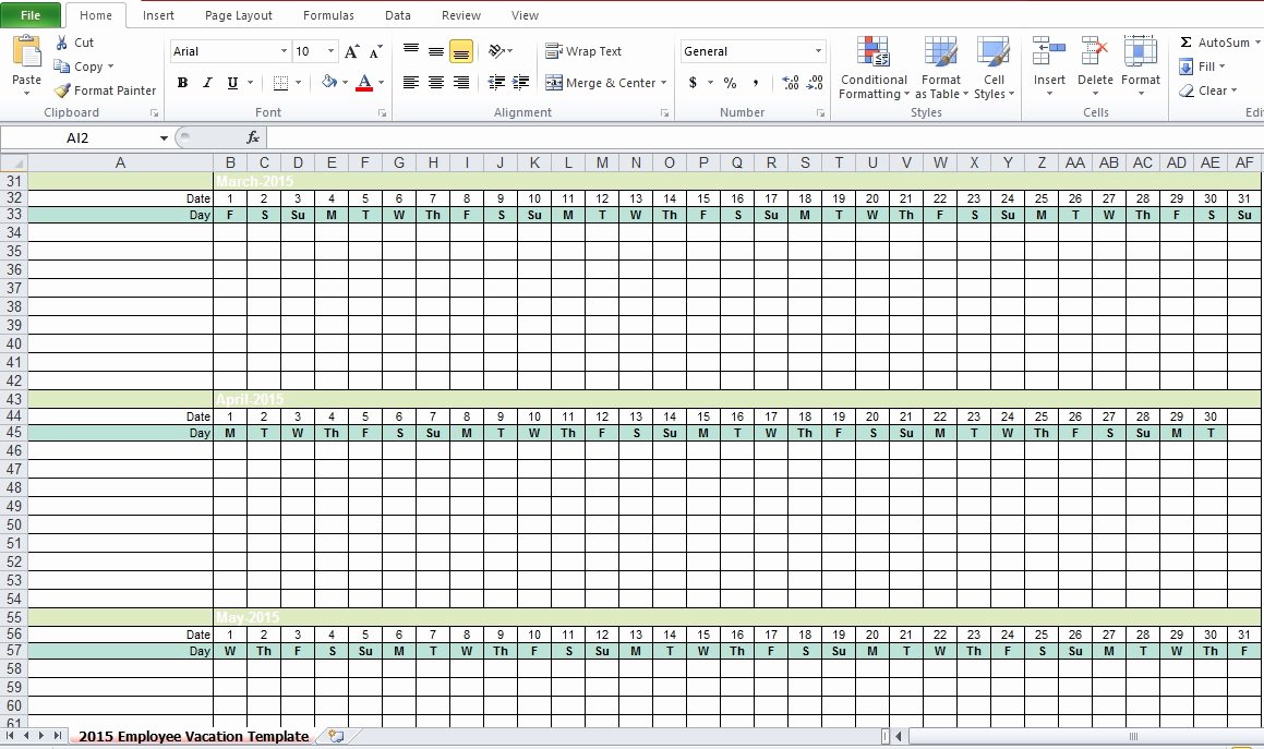 Employee Vacation Planner Template Excel New Employee Vacation Tracking Excel Template 2015 Excel Tmp