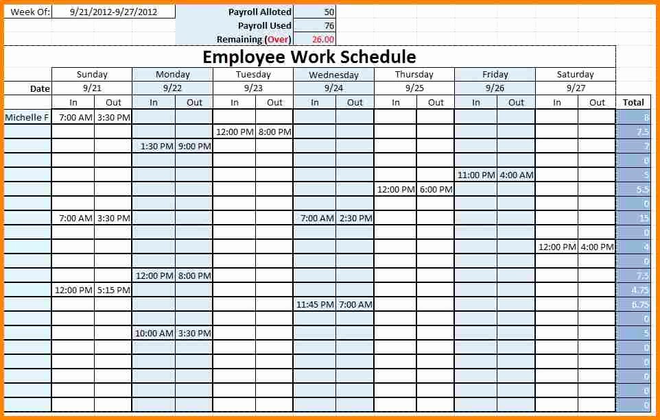 Employee Weekly Work Schedule Template New Monthly Employee Schedule Template Excel