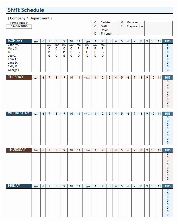 weekly schedule template