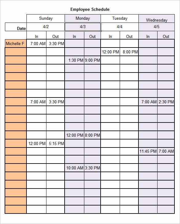 Employee Work Schedule Template Pdf Awesome Work Schedule Templates – 8 Free Word Excel Pdf format