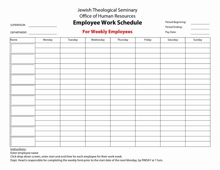 Employee Work Schedule Template Pdf Fresh 20 Hour Work Week Template