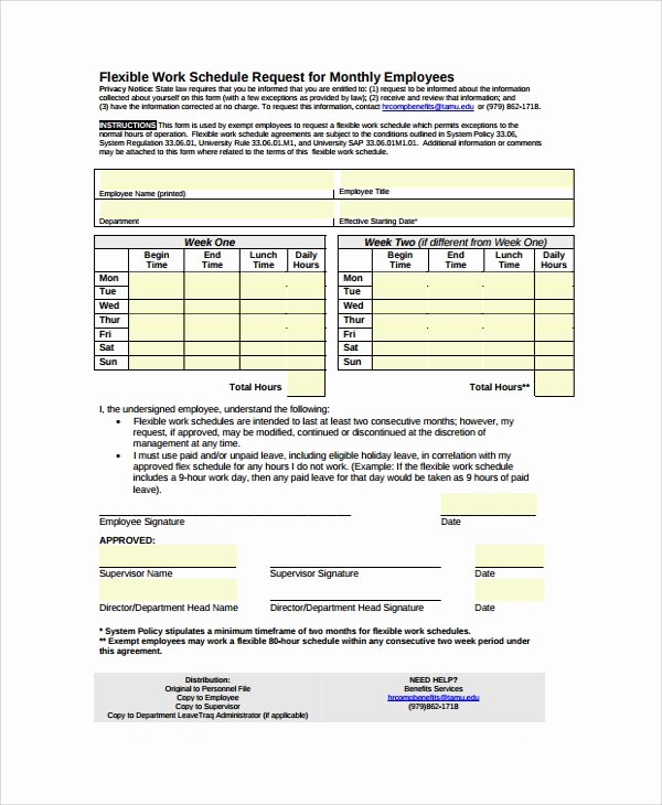 Employee Work Schedule Template Pdf Luxury Sample Employee Work Schedule Template 10 Free