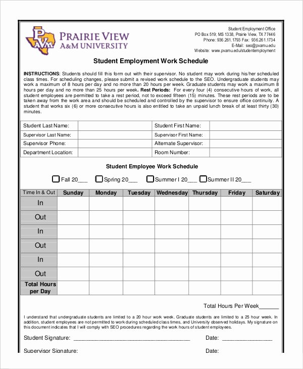 Employee Work Schedule Template Pdf Unique Simple Employee Schedule Template 13 Free Word Pdf