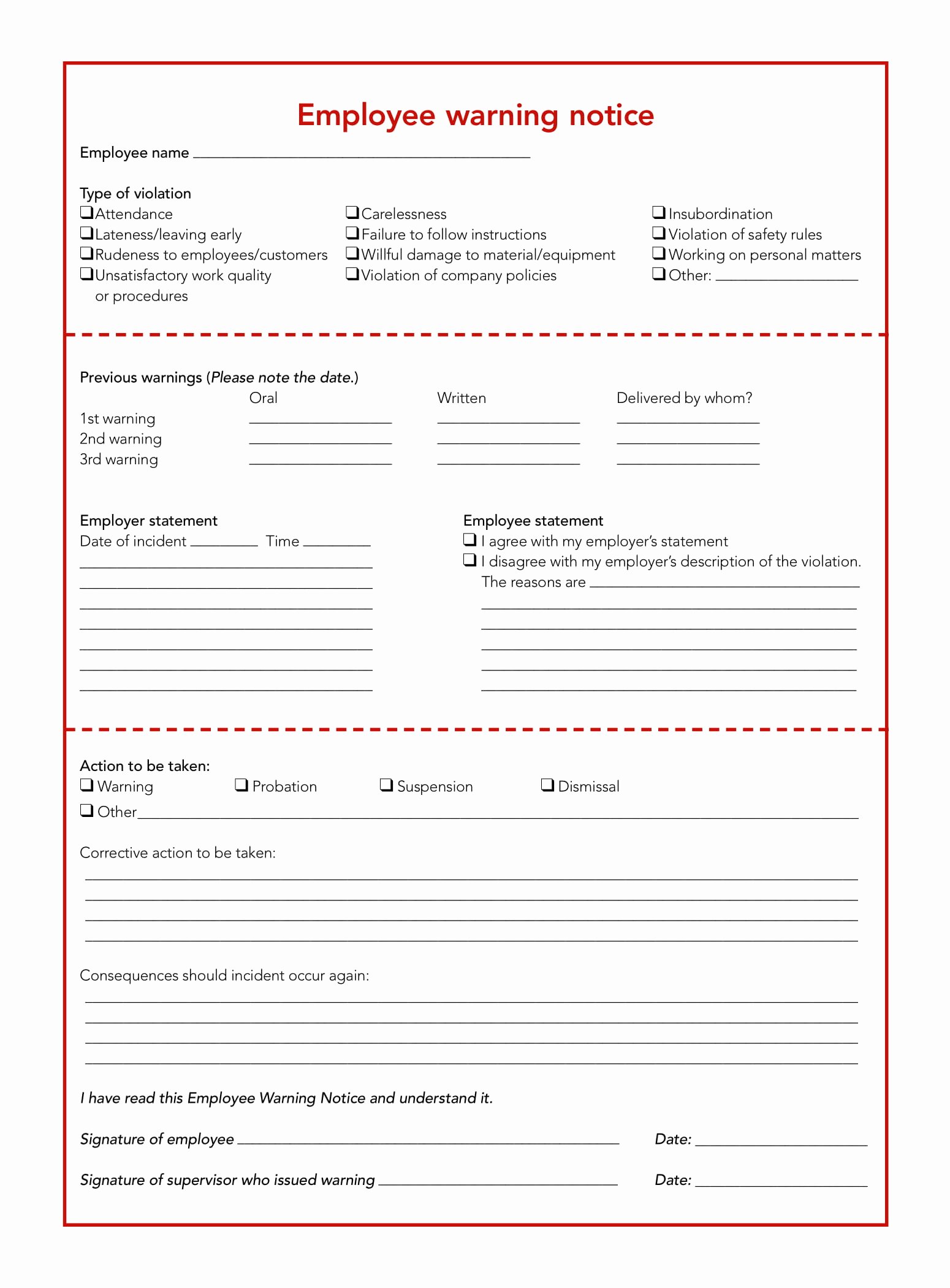 Employee Write Up forms Template Best Of 23 Employee Write Up form Free Download [word Pdf]