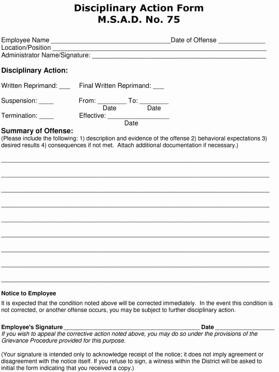 Employee Write Up forms Template Best Of 46 Effective Employee Write Up forms [ Disciplinary