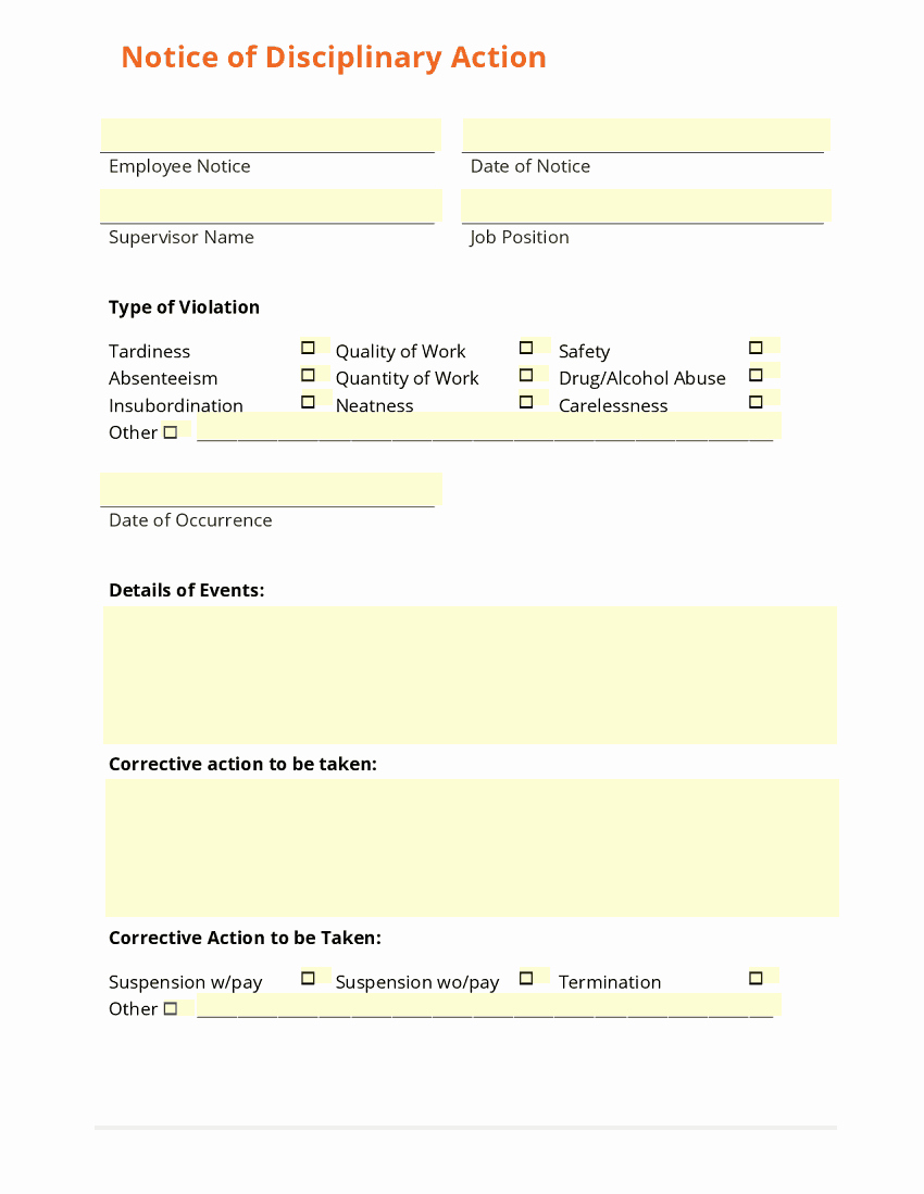Employee Write Up forms Template Fresh Employee Write Up form Templates Word Excel Samples