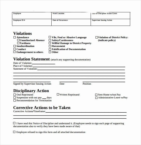 Employee Write Up forms Template Inspirational Employee Write Up form Free Download