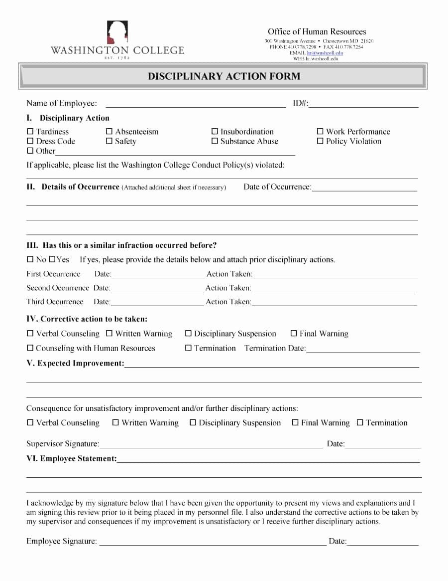 Employee Write Up forms Template Lovely 46 Effective Employee Write Up forms [ Disciplinary