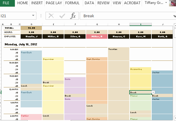 Employees Schedule Template Free Best Of Employee Schedule &amp; Hourly Increment Template for Excel