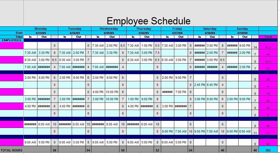 Employees Schedule Template Free Fresh 12 Free Sample Staff Schedule Templates Printable Samples