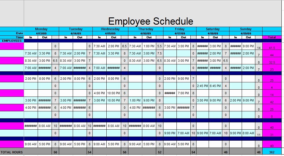 Employees Schedule Template Free Fresh 12 Free Sample Staff Schedule Templates Printable Samples