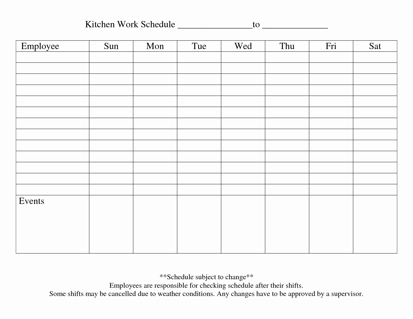 Employees Schedule Template Free Luxury Blank Weekly Employee Schedule Template to Pin On