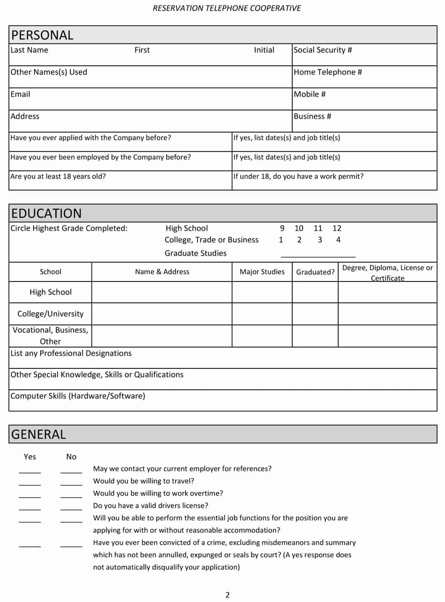 Employment Application form Template Awesome 50 Free Employment Job Application form Templates
