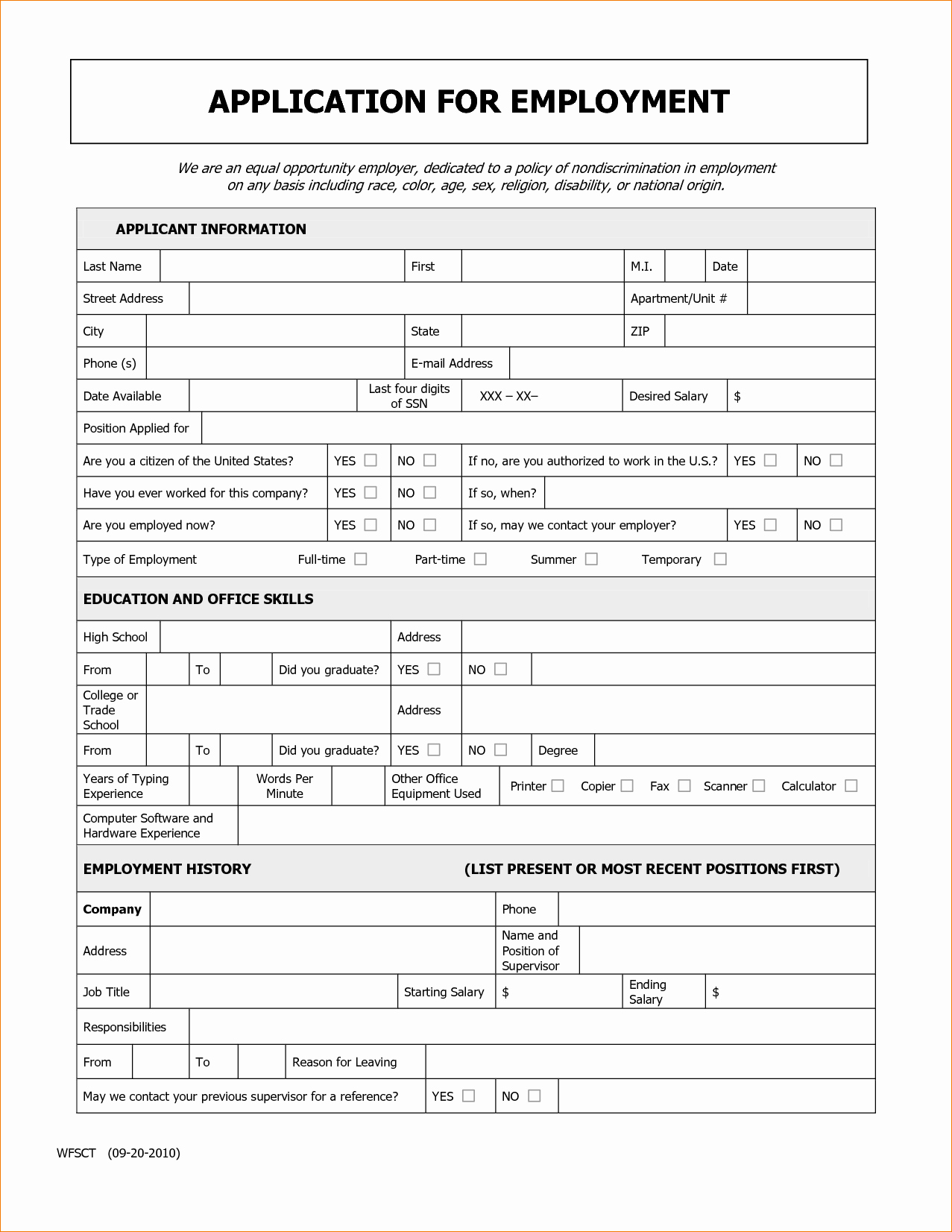 Employment Application form Template Awesome Employee Application