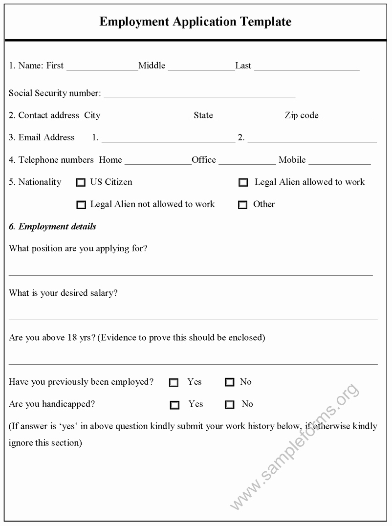 Employment Application form Template Awesome Generic Employment Application form Ohio