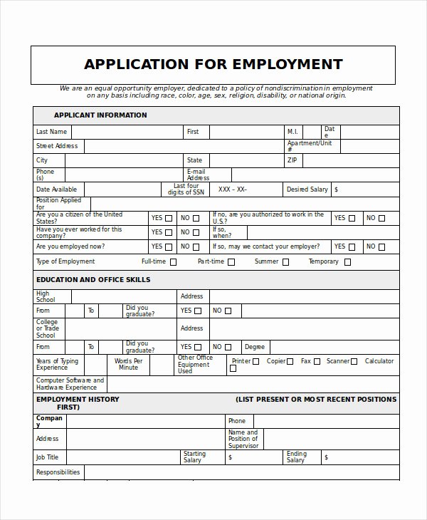Employment Application form Template Awesome Generic Job Application 8 Free Word Pdf Documents
