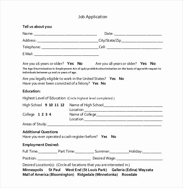 Employment Application form Template Inspirational 21 Employment Application Templates Pdf Doc