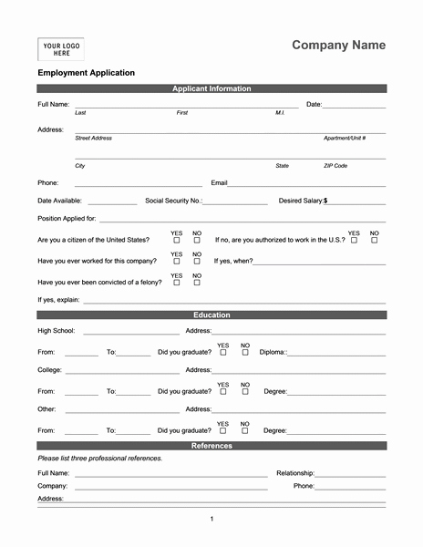 Employment Application form Template Inspirational Employment Application Online