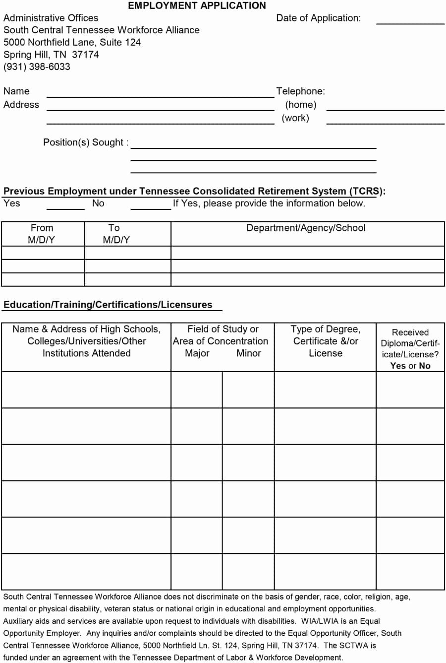 Employment Application form Template Lovely 50 Free Employment Job Application form Templates